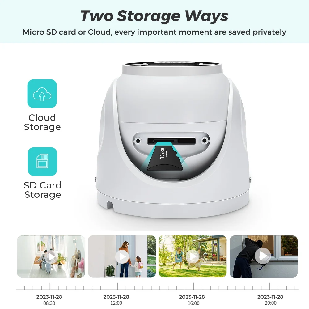 Reobiux 8MP 4K POE Wifi Camera Outdoor 2.8mm Wide Angle AI Human Detection Security IP CCTV Surveillance Camera SD Card Slot