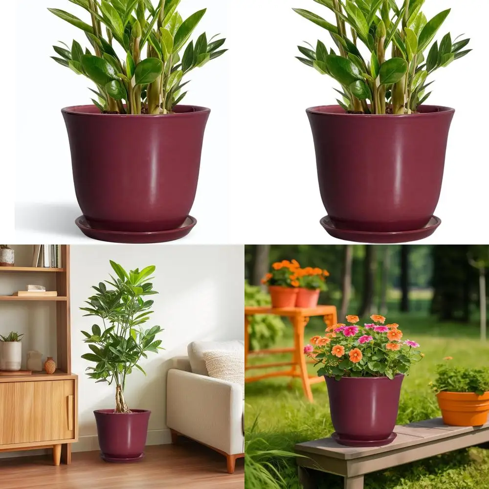 

10 круглых керамических горшков для растений с дренажем и блюдцем, подходит для использования в помещении и на открытом воздухе, современный декоративный цветочный горшок, идеально подходит для дома