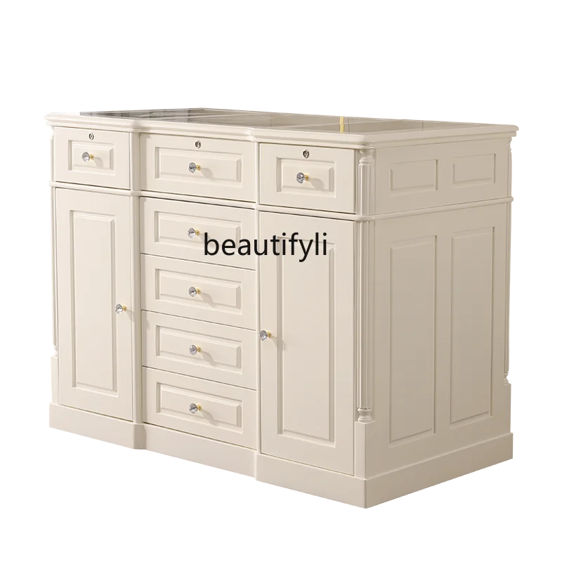 

Cloakroom paint chest cabinet clothing jewelry store double-sided jewelry display cabinet solid wood high-end custom