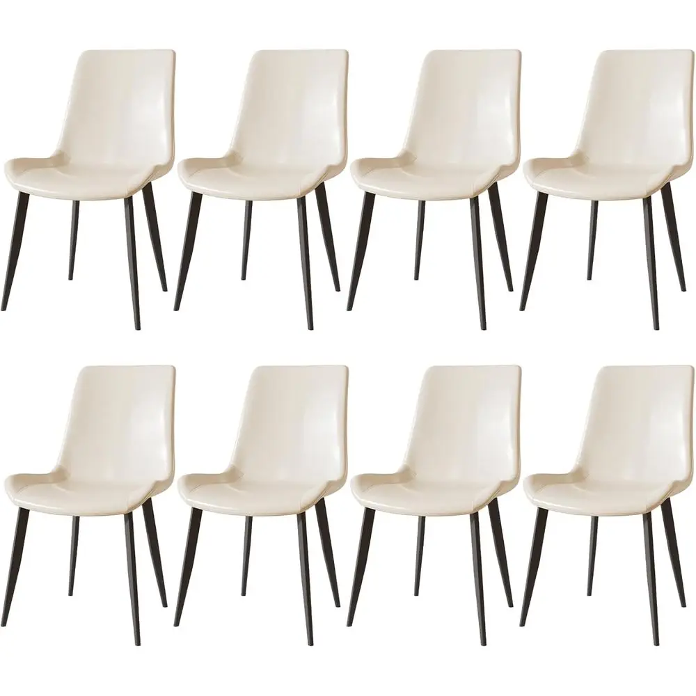 

Modern PU Leather Dining Chairs with Metal Legs, Cream Upholstered Seats for 8, Suitable for Kitchen, Living Room, Restaurant, a