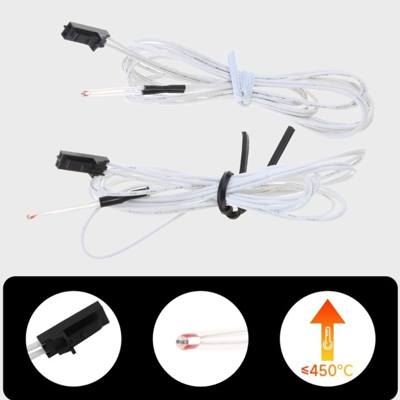 2 uds impresoras 3D NTC100K temperatura termistor, pieza repuesto rápido Hotend con Cable 1m y conectores 2