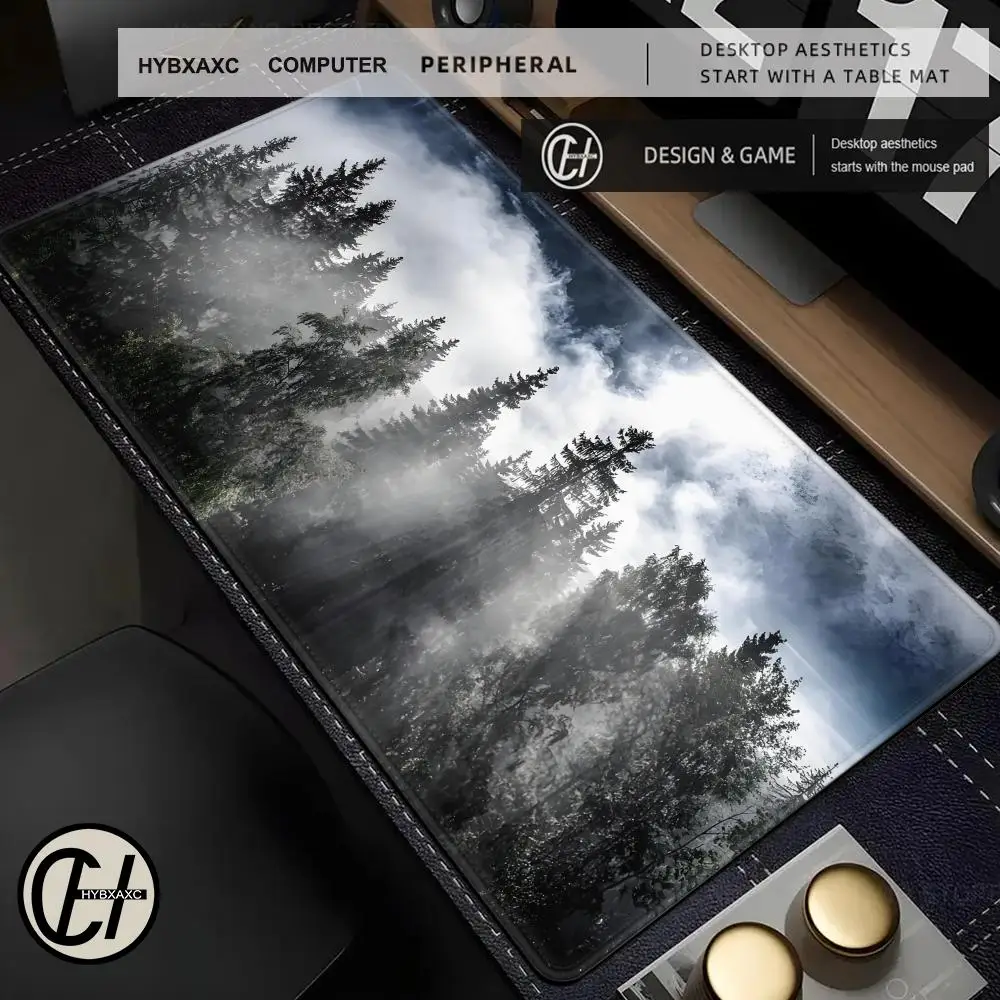 Mouse pad bonito hd mesa almofada estendida teclado de jogos tapetes grande 90x40cm xxl floresta pôr do sol gamer mousepad