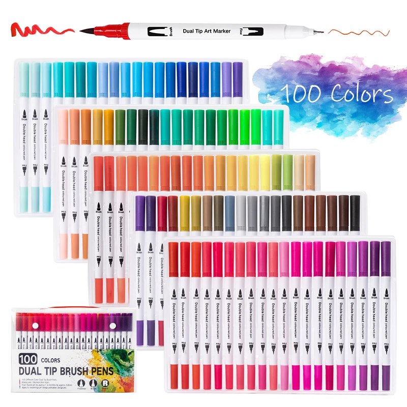 100 Colores Marker Pens Markers For Drawing Fine Liner Drawing Painting Watercolor Art Supplies Markers For Drawing Brush Pen