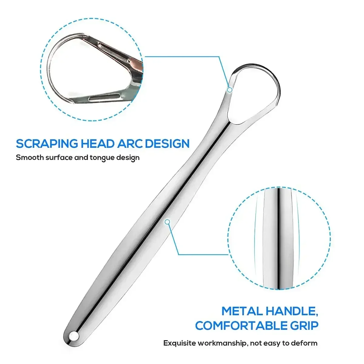 3Pcs Stainless Steel Tongue Scraper Portable Oral Cleaning Tool For Adults Kids Household Daily Mouth Care Accessory