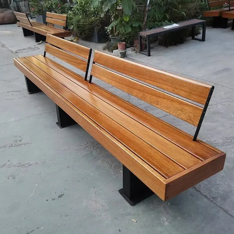 for Long design patio bench with metal base back support, comfortable and durable garden bench wood for outdoor use