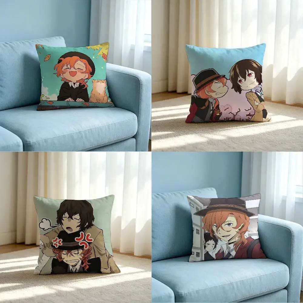 Anime-B-bungo Stray-Dogs Customizable Square Pillowcases, Stylish And Soft, Perfect For Beds, Cars, And Sofas.