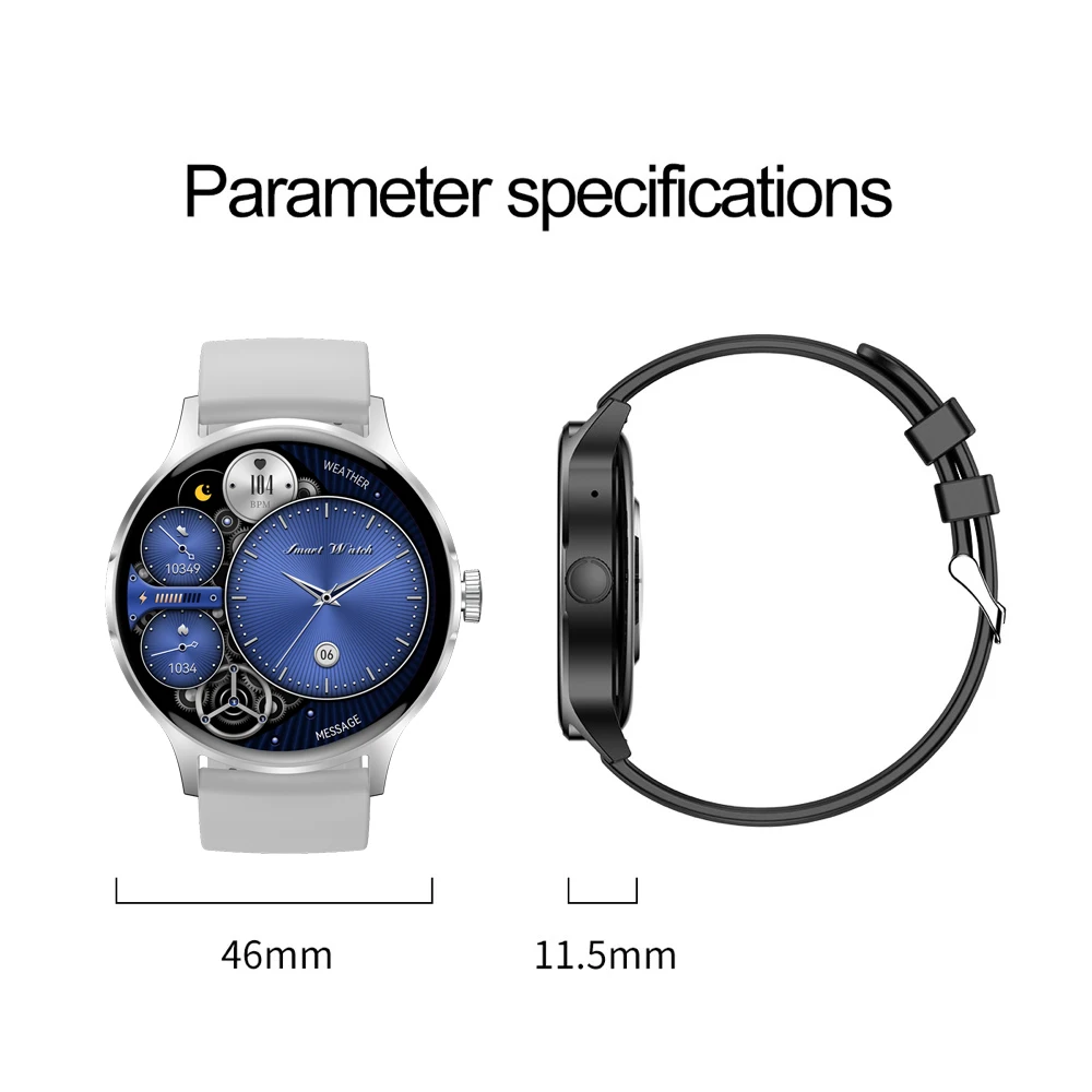 1.43 "AMOLED شاشة الرجال النساء الرياضة اللياقة البدنية بلوتوث دعوة Smartwatch معدل ضربات القلب الموسيقى الطقس الساعات الذكية متعددة الطلب