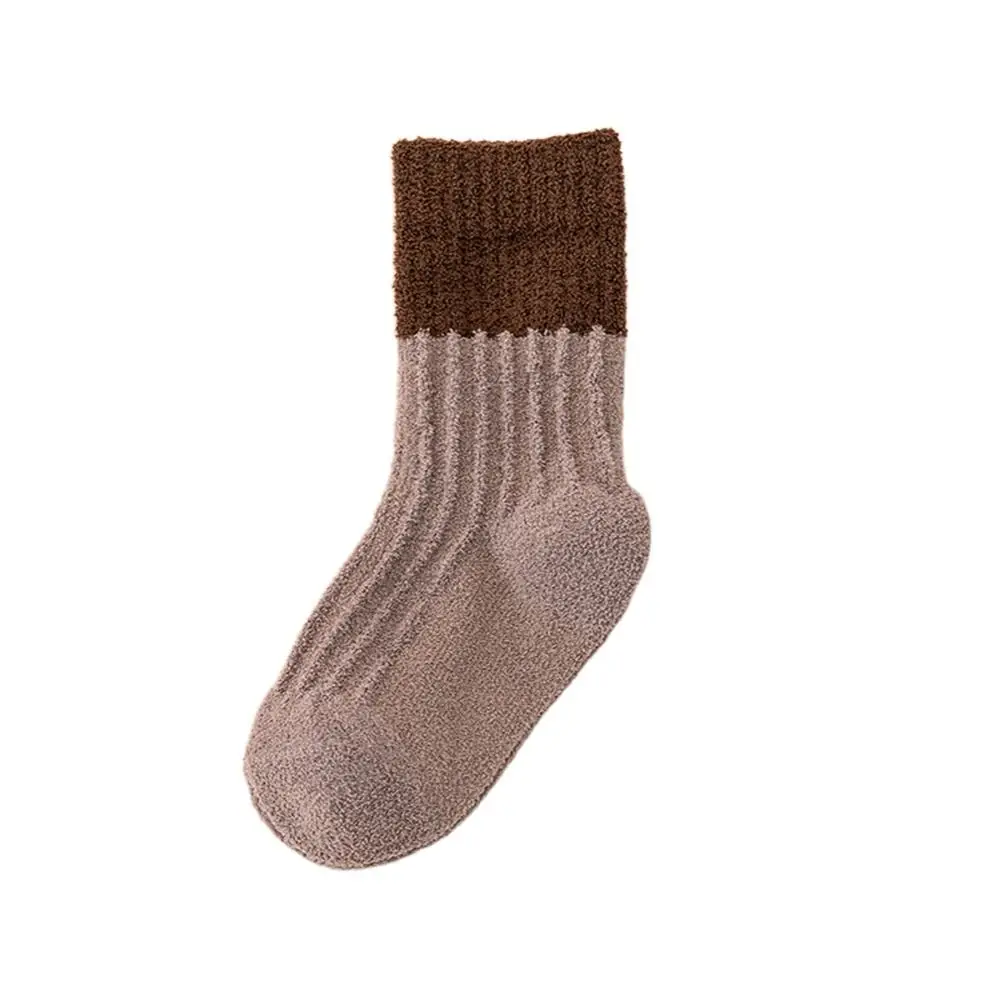 Gifts Home Sleeping Socks Patchwork Color  Indoor Socks Coral Fleece Floor Socks  Socks Striped Socks Mid Tube Socks