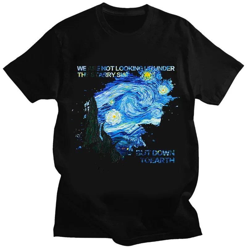 Van Gogh The Starry Night Classic Print Men Women Tshirt Summer Fashion The Starry Night Shirt Short-sleev Aesthetic Streetwear