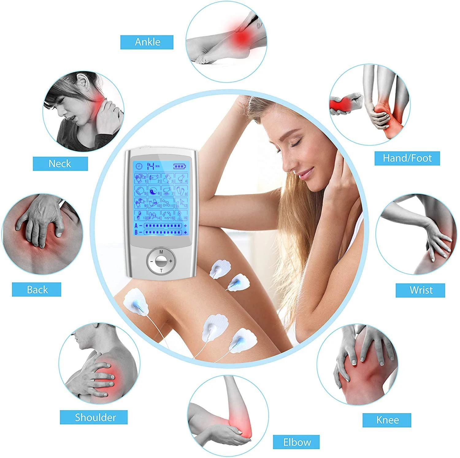 New Tens Unit Relax Muscle Stimulator Body Massage Digital Therapy 16 Modes EMS Acupuncture Slimming Machine Electrostimulator