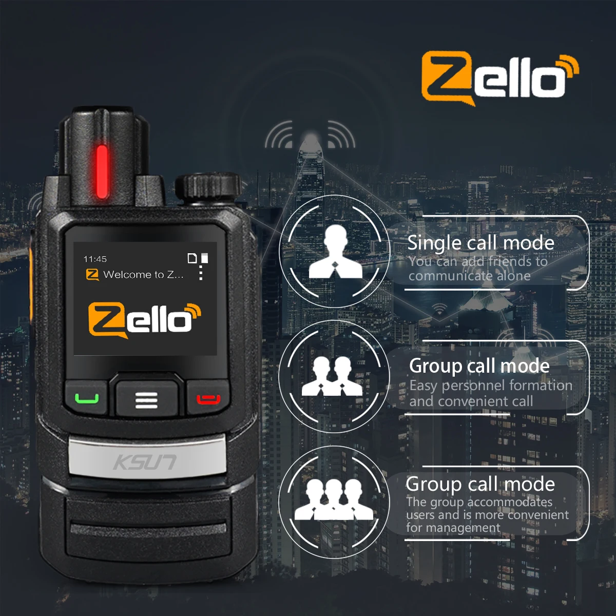 Zello-walkie-talkie 4G SIM, estación de Radio de red de largo alcance, WIFI, KSUNZL60