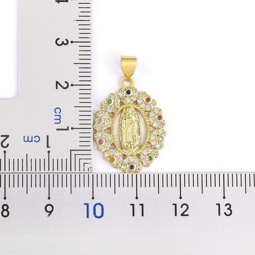 AIBEF Virgin Mary Earrings Necklace Women Religious Jewelry Sets Gold Color Copper Zircon Accessory Gift Wholesale Dropshipping