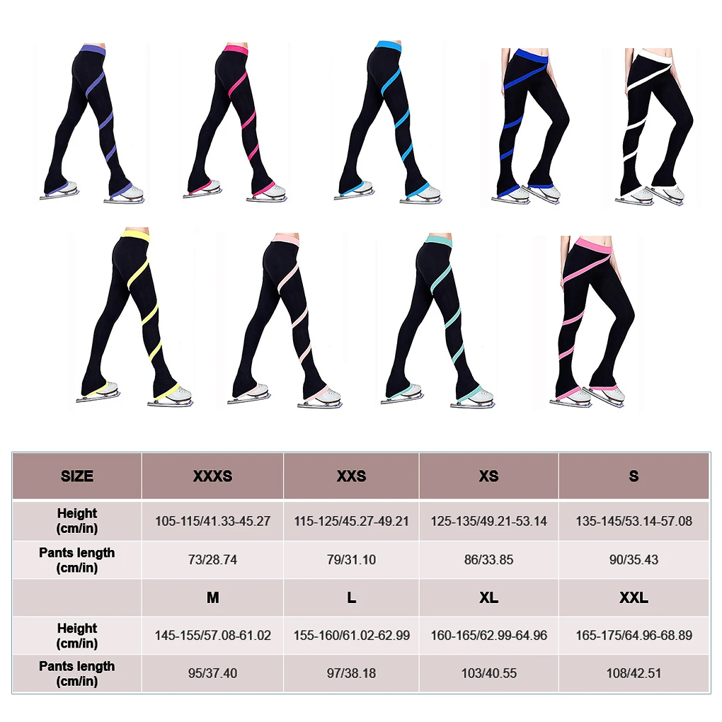 Fleece Ice Skating Pants Practice Lightweight Skating Trousers Slimming Team Training leggings Girls Lake Blue XXS