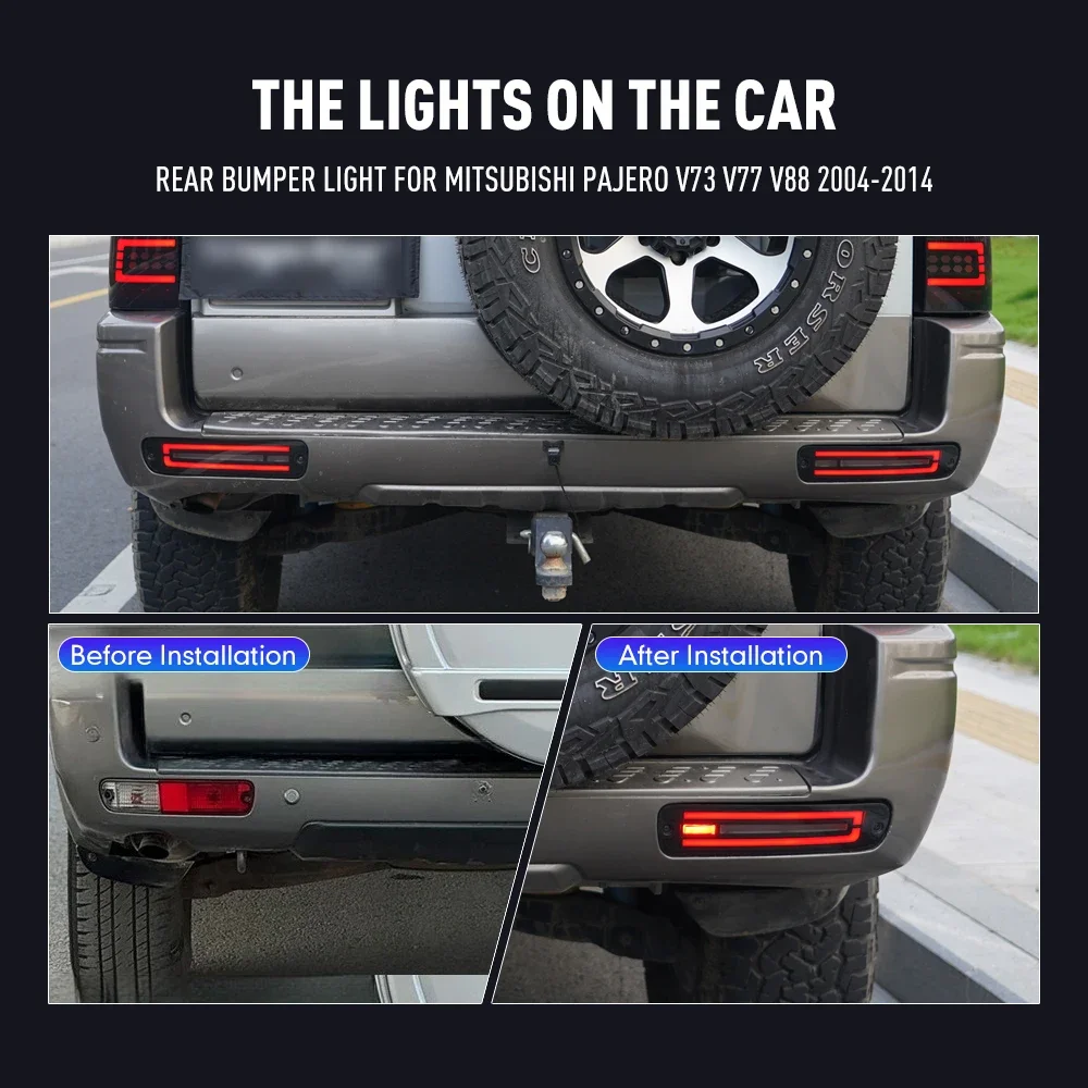 

For Mitsubishi Pajero V73 V77 V88 2004-2014 Left Right LED Car Rear Bumper Reflector Light Rear Fog Lights Stop Lamp Accessories
