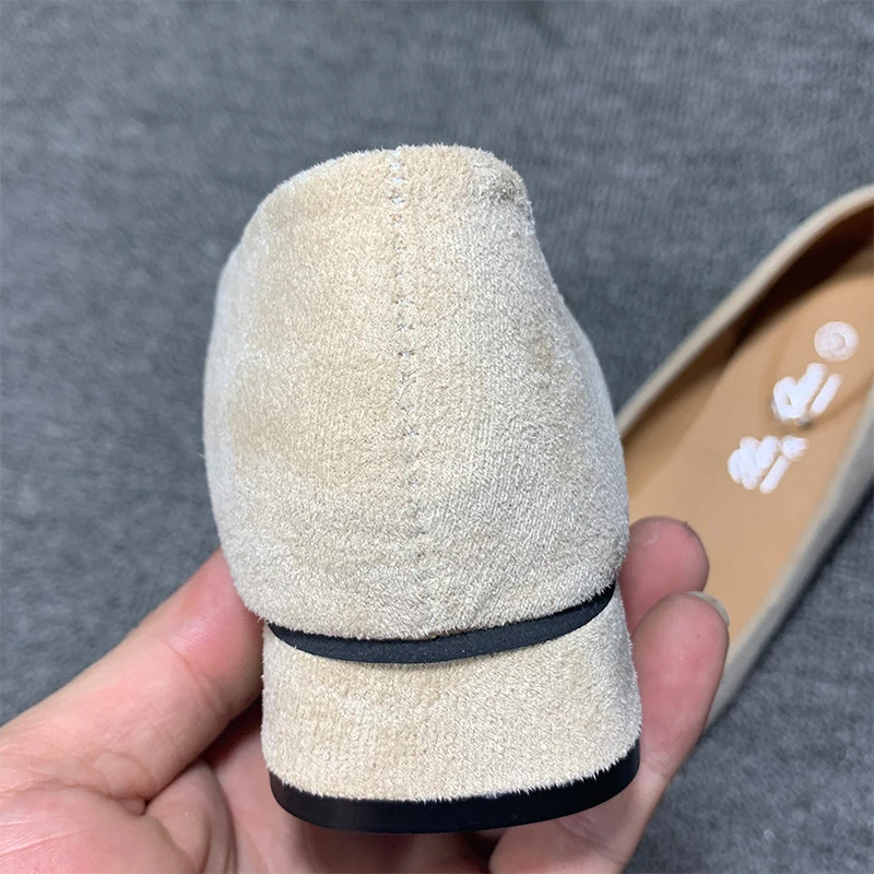 Women 2022 New Arrivals Promotion Low Heels 3cm Shoes Blue Black Square Toe Flock Pumps Wide Fitting 32-44 Comfortable Tacon De