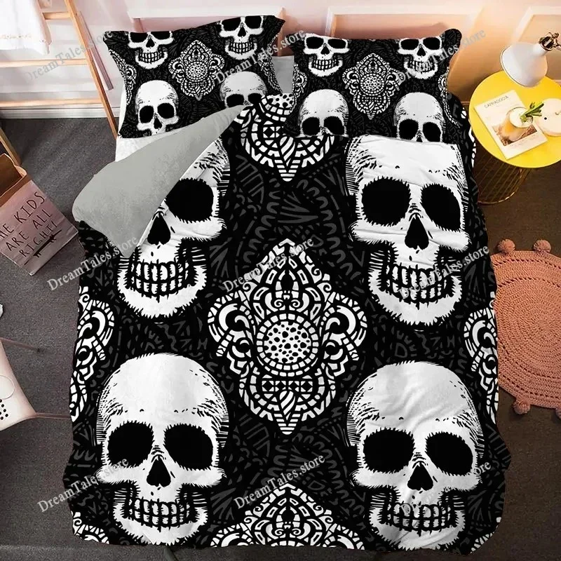 

New Skull Bedding Set Single Twin Full Queen King Size Bed Set Adult Kid Bedroom Duvet Cover Sets 3D Print Bed Sheet Set029