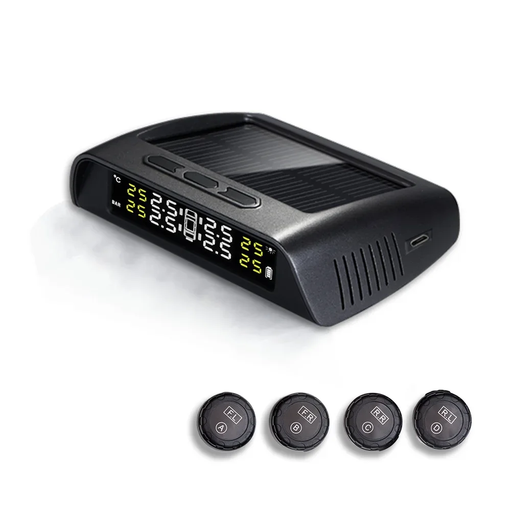 

Wireless Solar Charging Intelligent Car Tire Pressure Detector High-definition