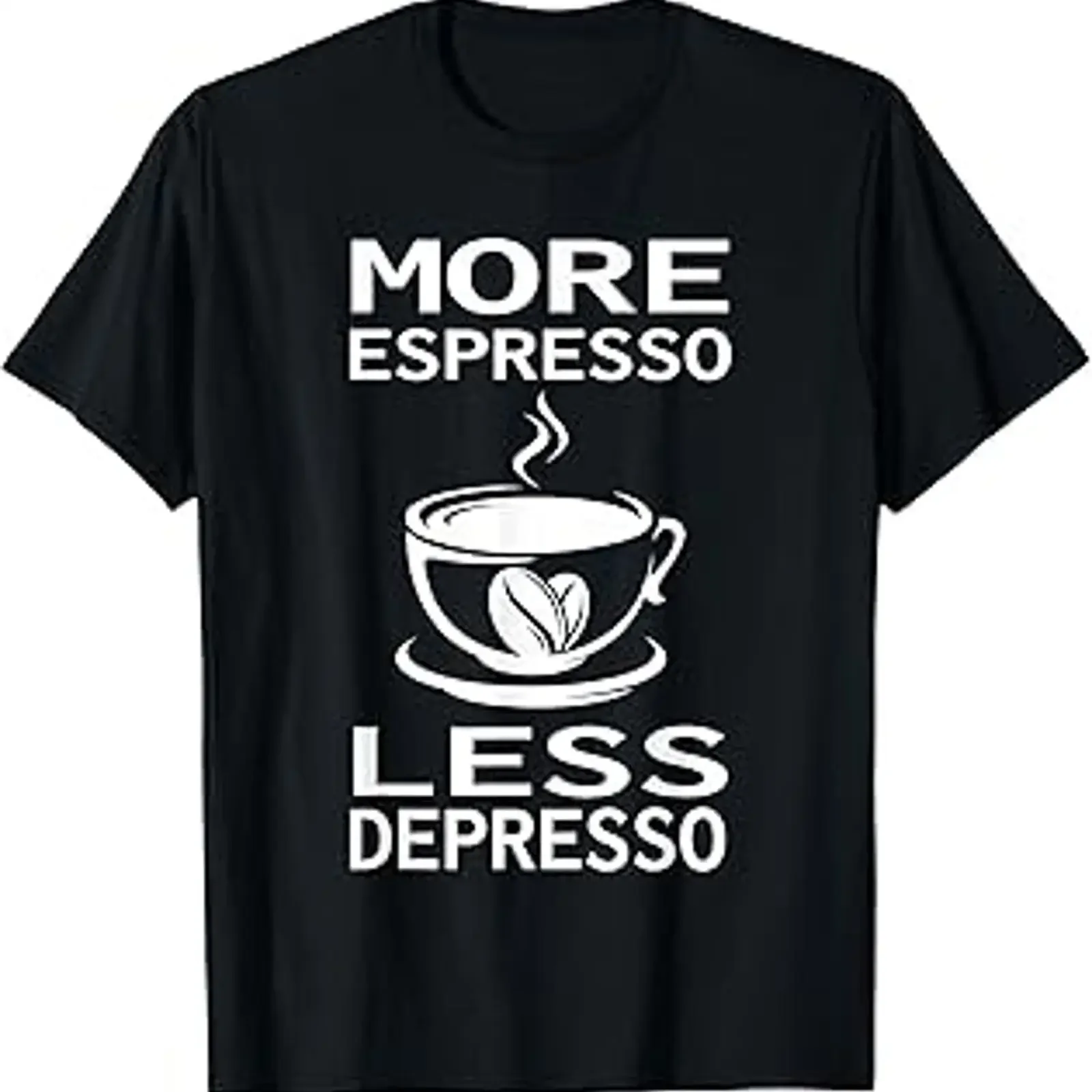 More Espresso Less Depresso T Shirt vintage Washed graphic Unisex Top For Everyday Wear homme Casual Breathable Slightly