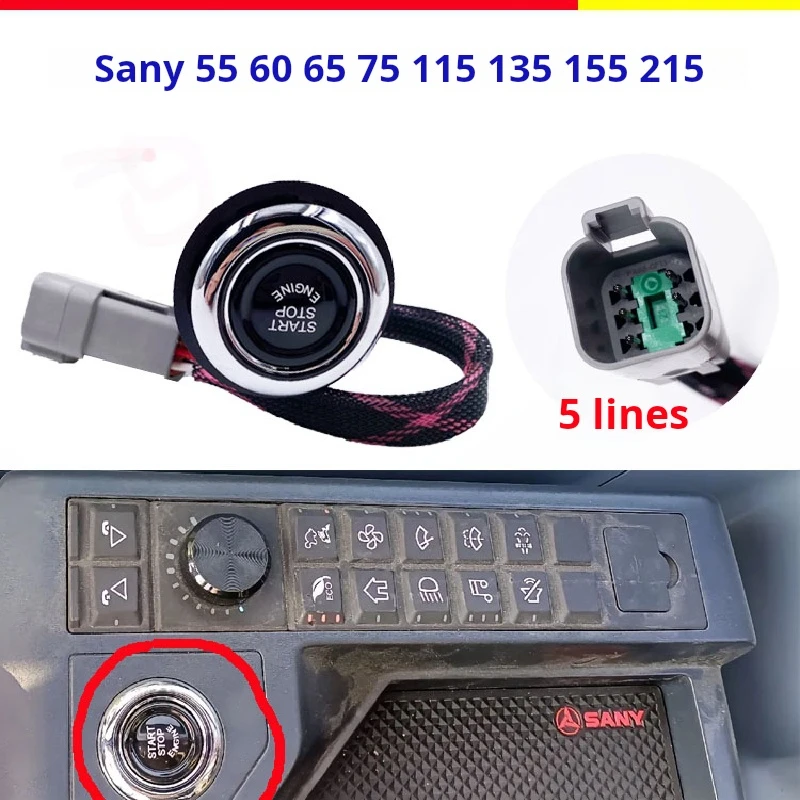 

For ExcavatorSany sy One-button start switch SY55 60 65 75 115 135 155 215Ignition switch