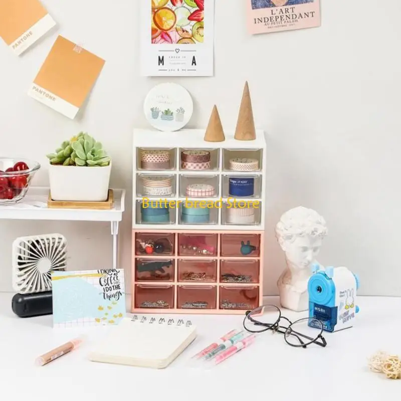 W89C Students Stationery Holder Multi-drawers Large Capacity Cosmetic Holder for Home Office School Dorm