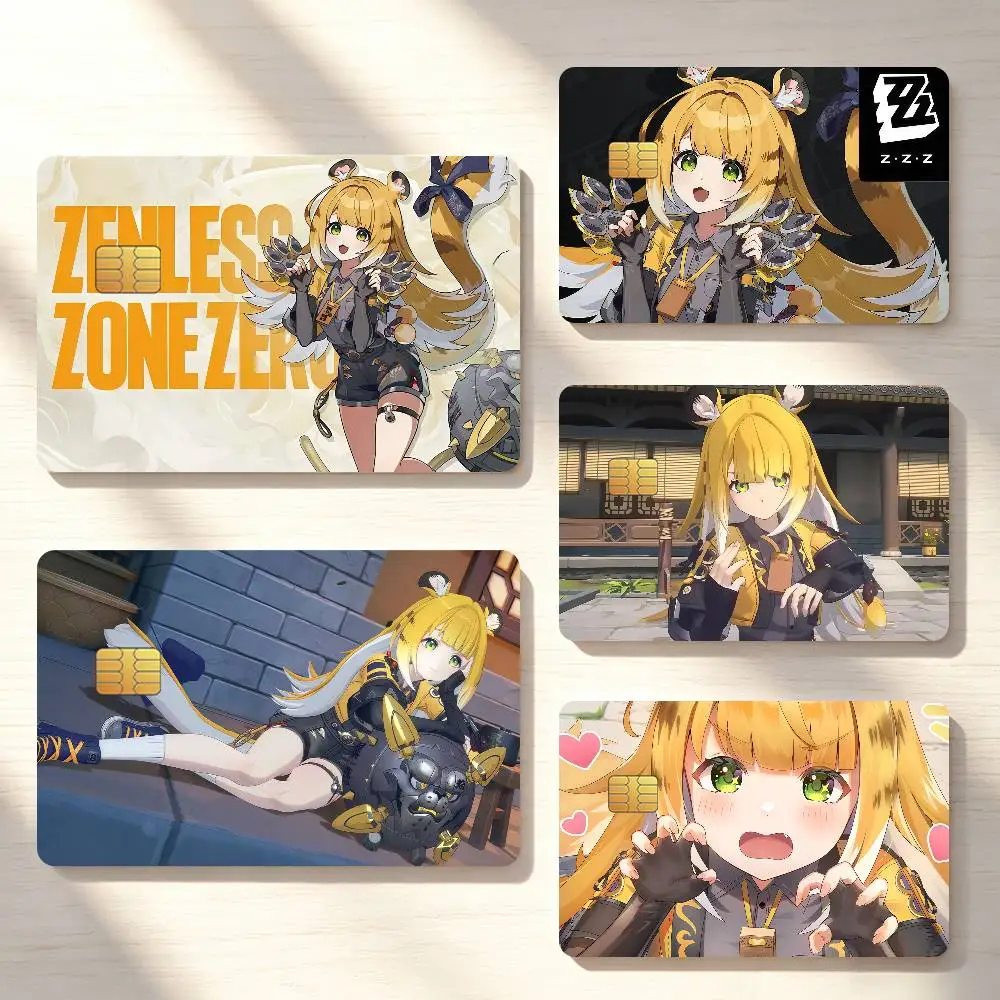Zenless Zone Zero Ju Fufu Credit Card Skin Stickers For Bank Bus Metro Cards Waterproof Anti-Scratch Gift 4PCS