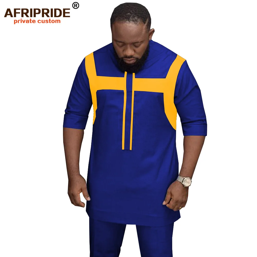 

2019 African men clothing dashiki outfit print shirts tops+ankara pants 2 piece set casual tracksuits tribal AFRIPRIDE A1916005