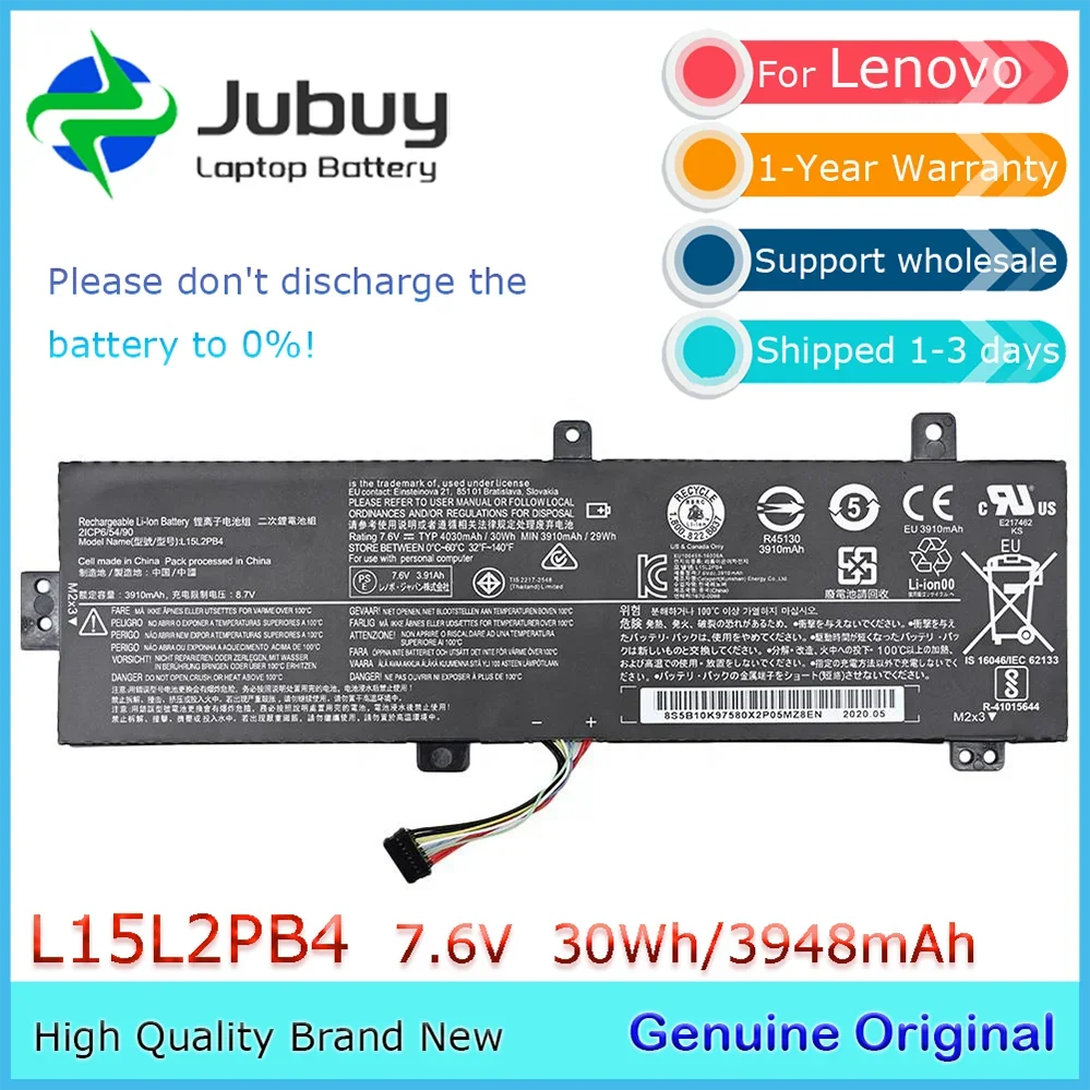 

Original 7.6V 30Wh L15L2PB4 Notebook Battery for Lenovo IdeaPad 310-14IKB 310-14IAP 310-15IKB 310-15ISK 15ABR L15L2PB5