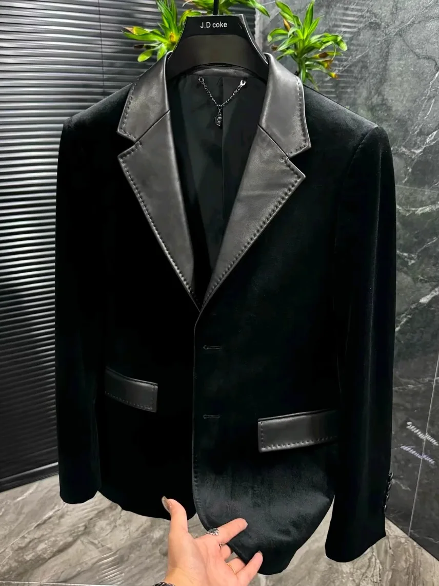 

Мужской повседневный костюм-пиджак на осень: высококачественный, модный, новый стиль, из премиальных материалов, с пуговицами, для делового стиля