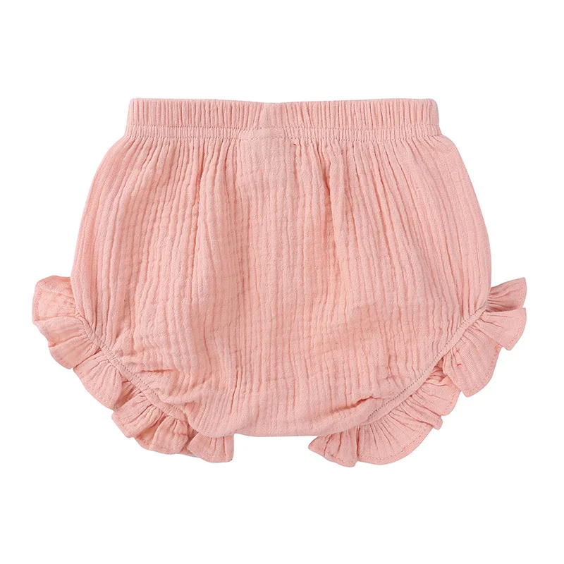 Summer Breathable Toddler Diaper Cover Shorts Baby Girls Cotton Muslin Ruffle Bloomers