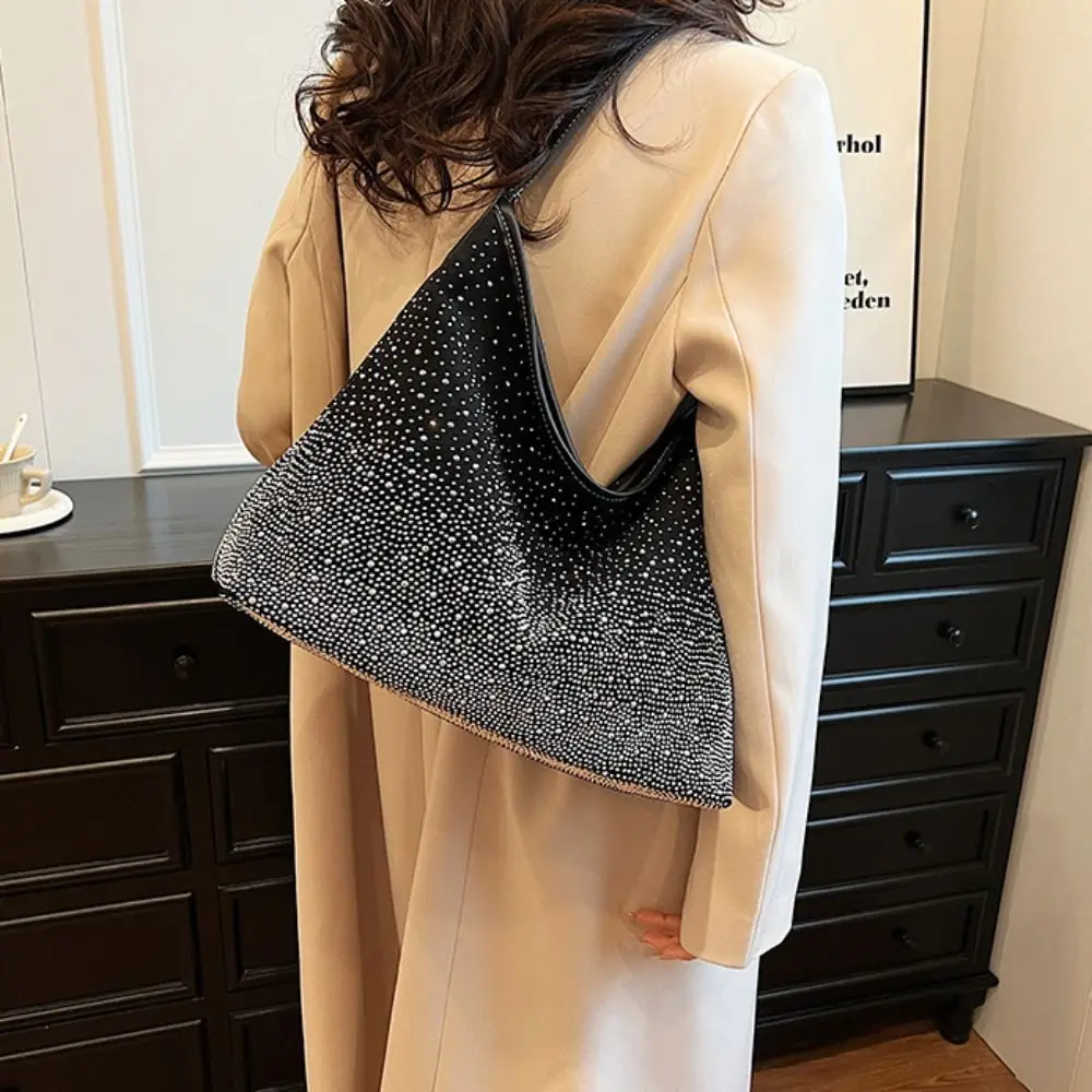 

Casual Babysbreath Rhinestone Handbag Sparkly Gradient Rhinestone Tote Bag Korean Style Shiny Rhinestone Shoulder Bag Outdoor