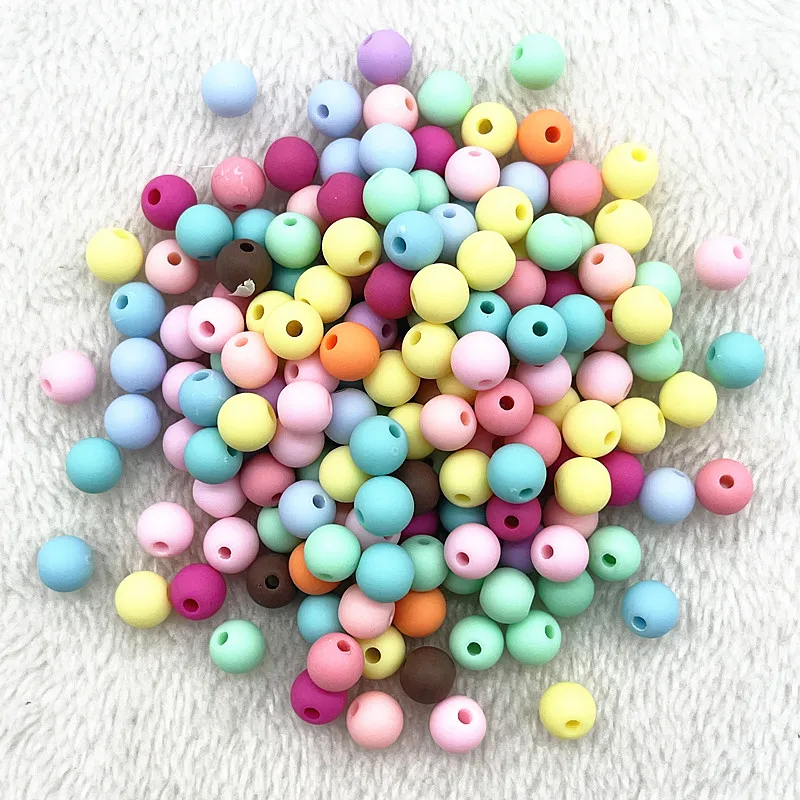 New 8mm 10mm Round Acrylic Matte Beads Loose Spacer Beads for Jewelry Making DIY Handmade Bracelets Accessory