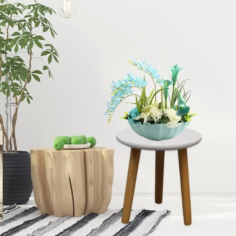 Wooden Plant Stand Flower Pot Base Holder Stool High Stool Balcony Succulent Round Flower Pot Base Shelf for Indoor Outdoor