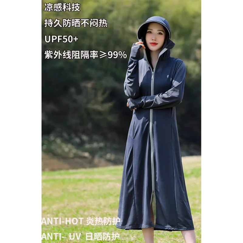 High-quality Summer Sunscreen Jacket UPF50 Long Full Body Sun Protection Clothing Women Anti-UV Breathable Hooded Zipper Shirts
