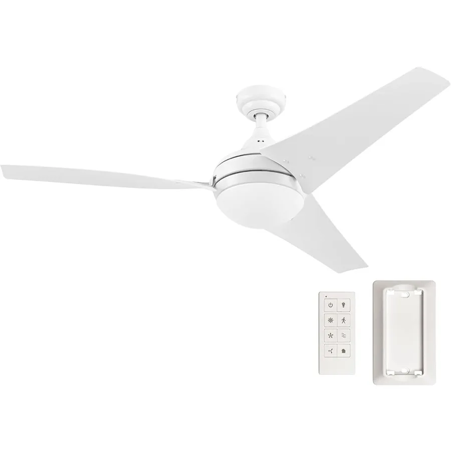 52 Inch Contemporary Indoor LED Ceiling Fan with Light and Remote Control for Modern Living Rooms and Bedrooms High Performance