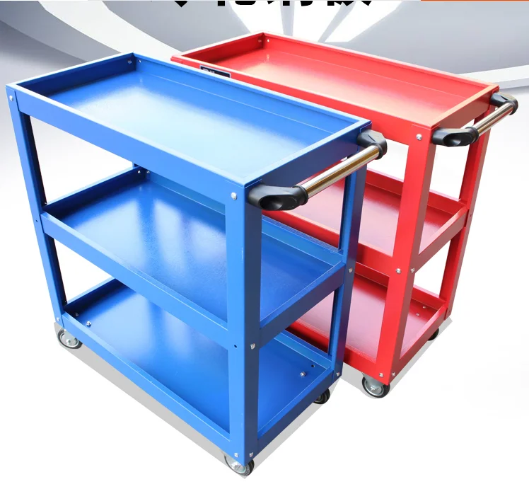 Wholesale Three-layer Thicken Hand Push Tool Cart, Spare Parts Cart, Mobile Cart Toolbox, Combined Auto Repair Tool Cabinet