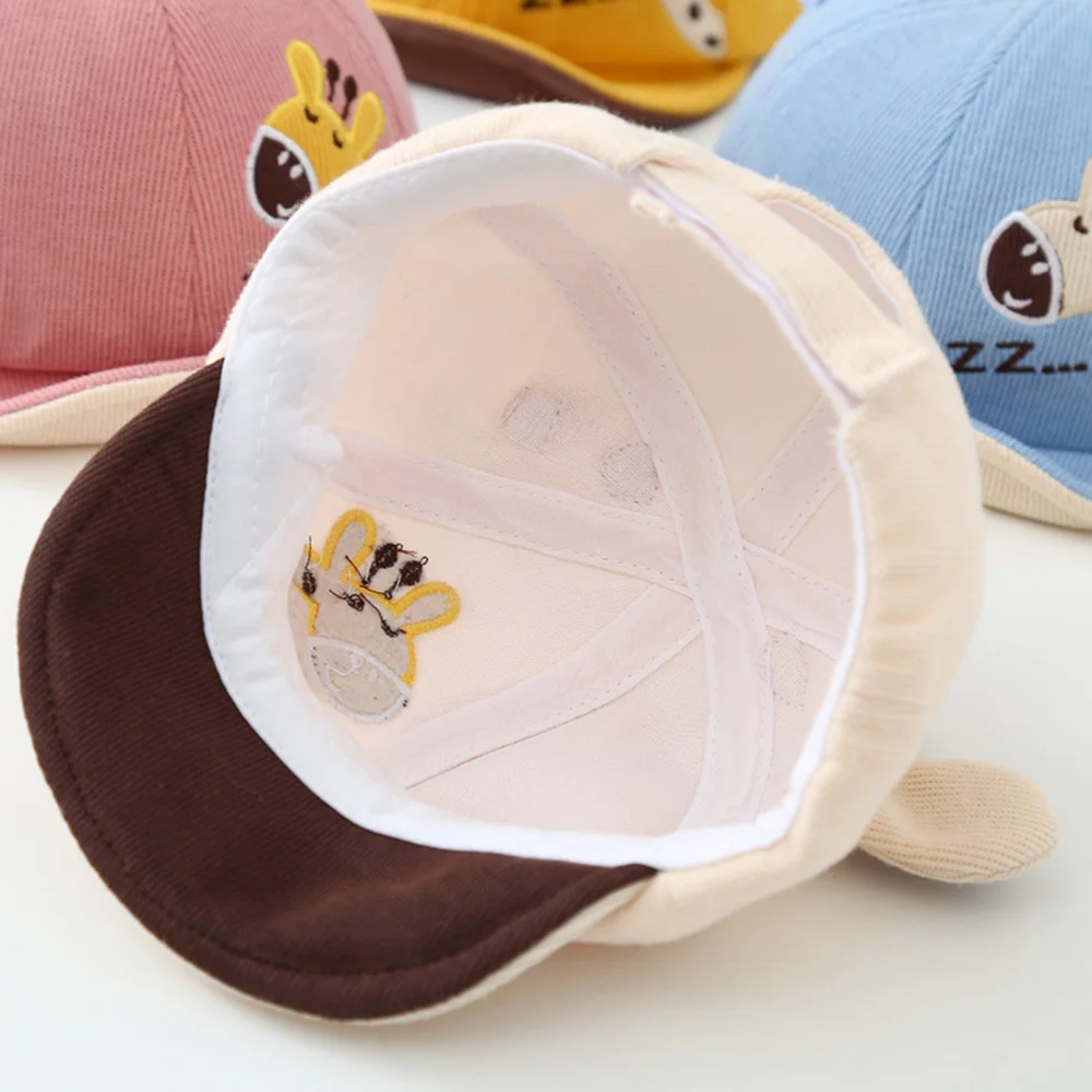 Soft Baby Hat Korean Cartoon Autumn Caps Giraffe Infant Cute Duckbill Baseball Caps For Kids 5-24 Month