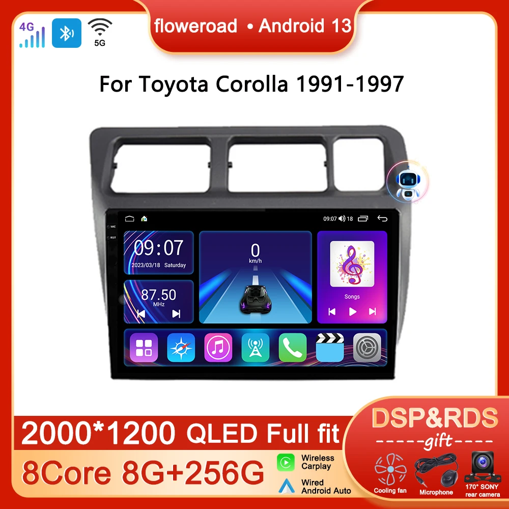 

Car Radio Multimedia Player Android For Toyota Corolla Sprinter 1991-1997 LHD Carplay Auto Stereo QLED Screen 4G WIFI 2DIN Video