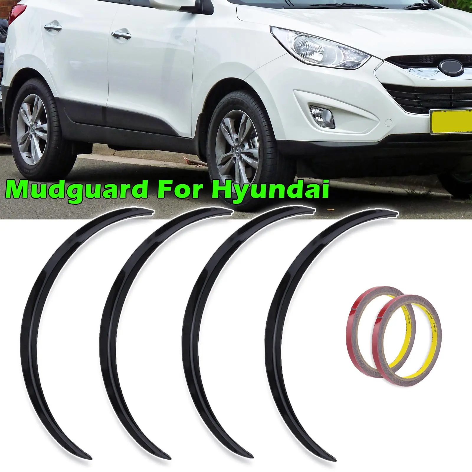 for Hyundai ix35 Santa Fe Tucson Sonata Elantra Wheel Eyebrow Arch Fender Flares Cover Trim Mudguards with Stickers 73cm/29''