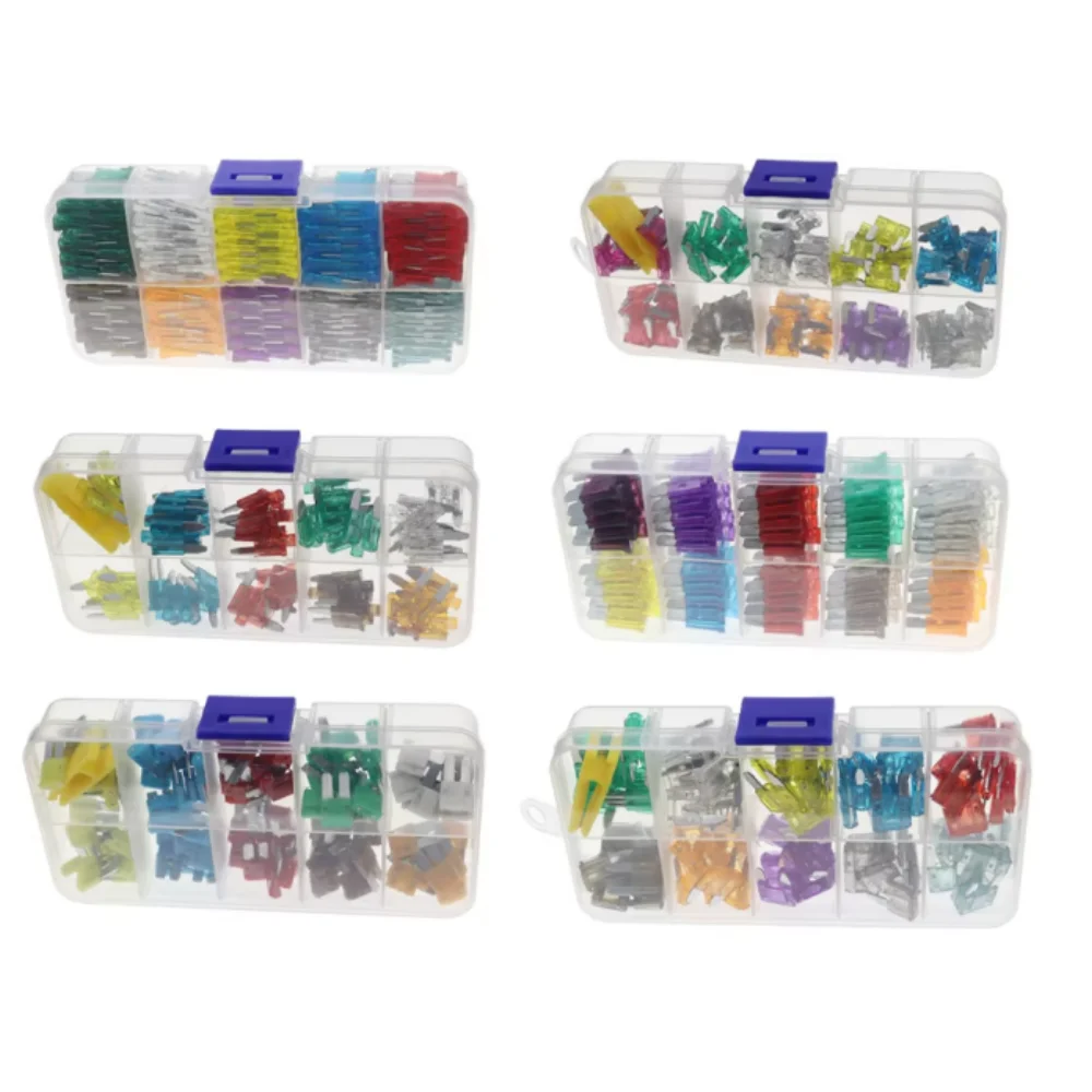 Profile Medium Mini Micro2 Size Blade Type Car Fuse Assortment 5/7.5/10/15/20/25/30/35A Fuse Set Auto Car Truck with Box Clip