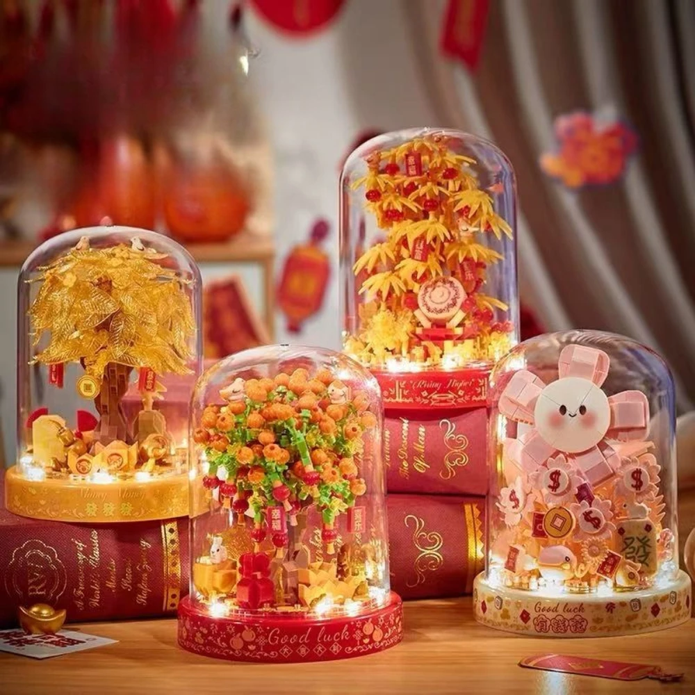 

MOC 2025 Rich Bamboo Good Luck Money Flower Tree Building Blocks Set Spring Festival Ornament Toys For Children Birthday Gifts