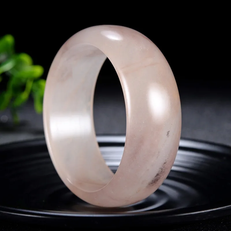 

Hot Salereal Natural Wide Pink Jade Bracelet Women Real Gold Bangles High Quality Jewelry