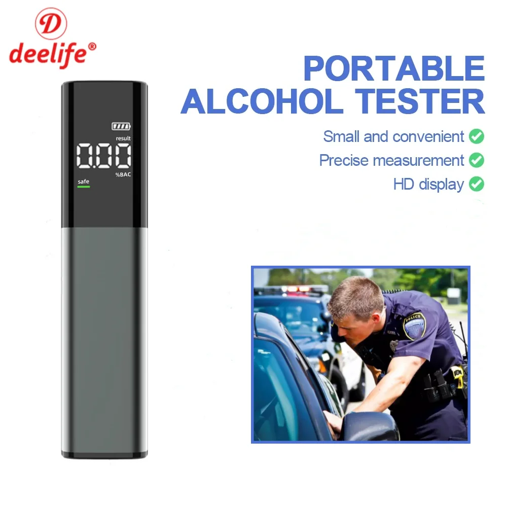 Deelife Professional Alcohol Tester High Sensitivity Breathalyzer Type-C Charging LED Display Non-Contact Alcoholometer