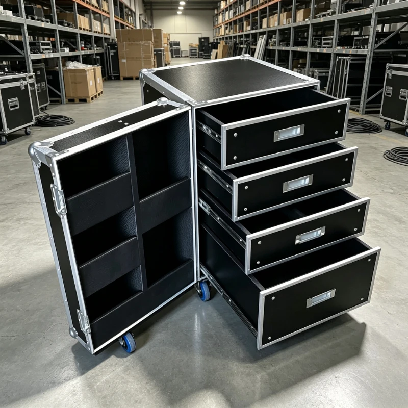 Pro 4 Drawer Production Flight Case With Storage Door