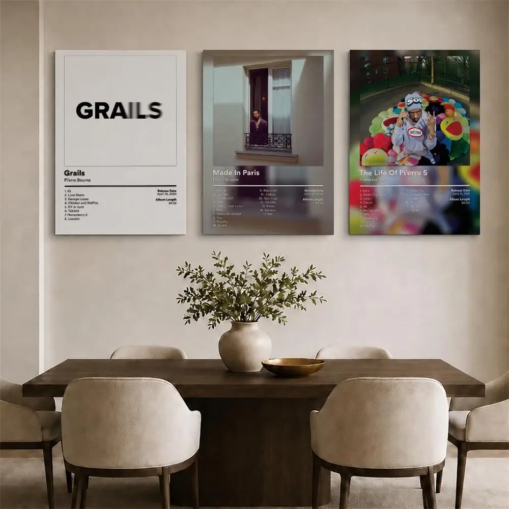Singer P-Pierre Bourne Framed Wall Painting Ready to Hang Canvas Art Poster for Living Room Bedroom Home Decor Decals