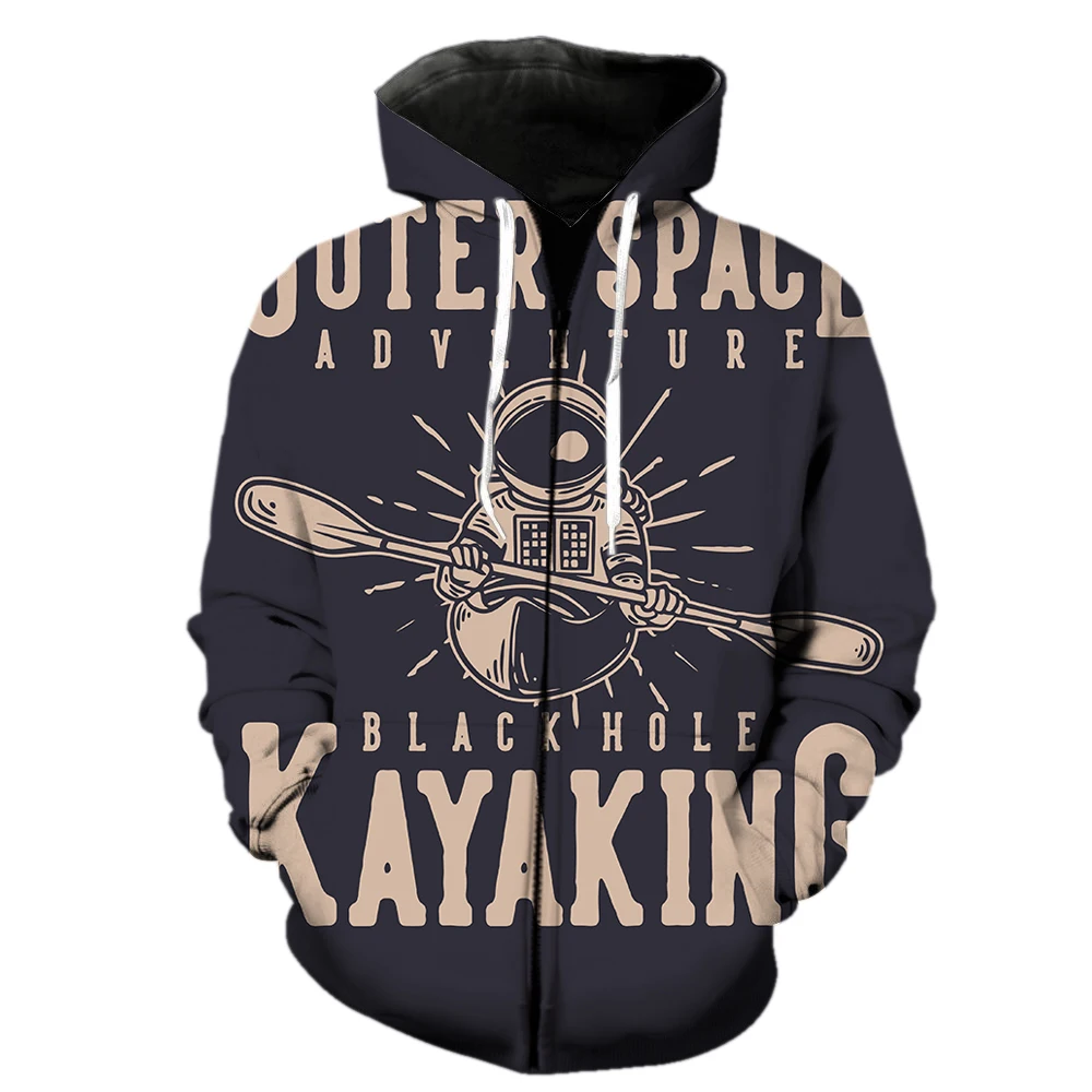 

Cartoon Astronaut Men's Zipper Hoodie Oversized 3D Printed Teens 2022 Hot Sale Spring Hip Hop Harajuku Streetwear Casual Unisex