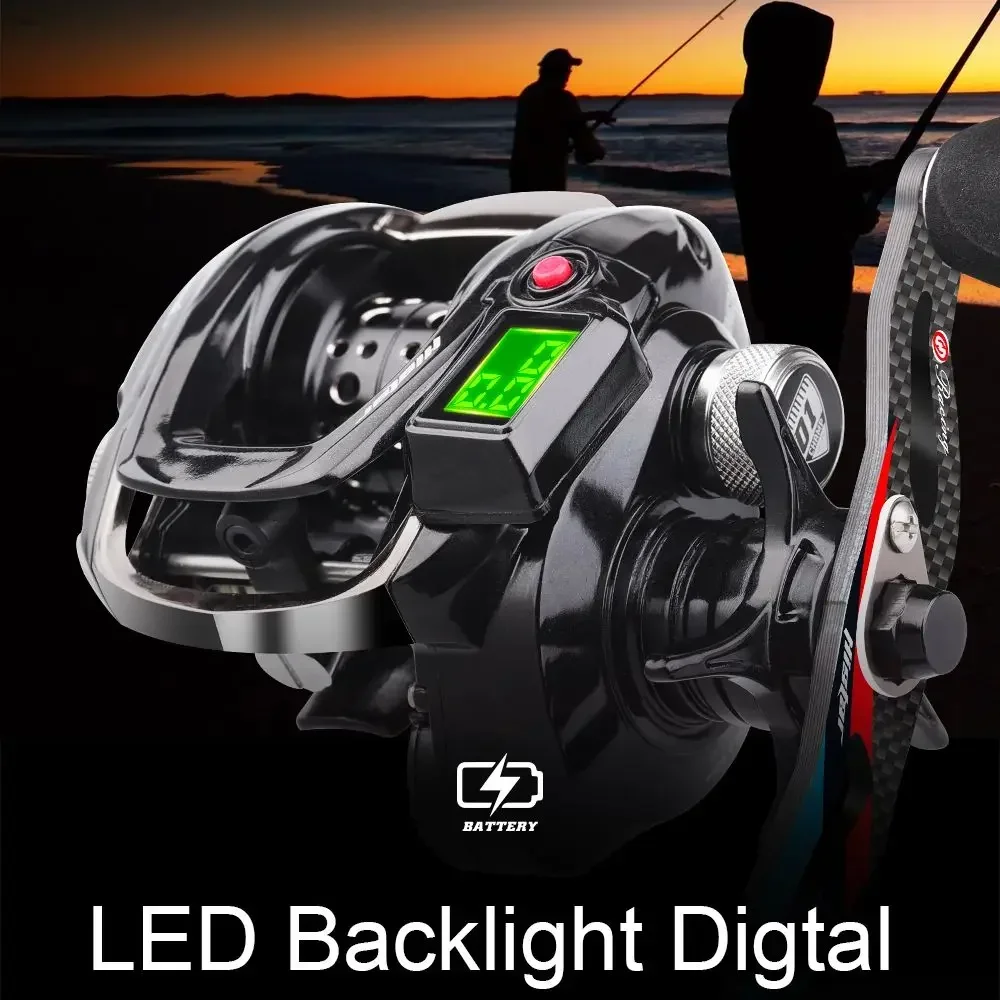 

HISTAR AMG Digital LED Long Cast 7.2:1 High Ratio 10kg Drag Power 9+1 BB Magnetic Braking Backlight Baitcasting Fishing Reel