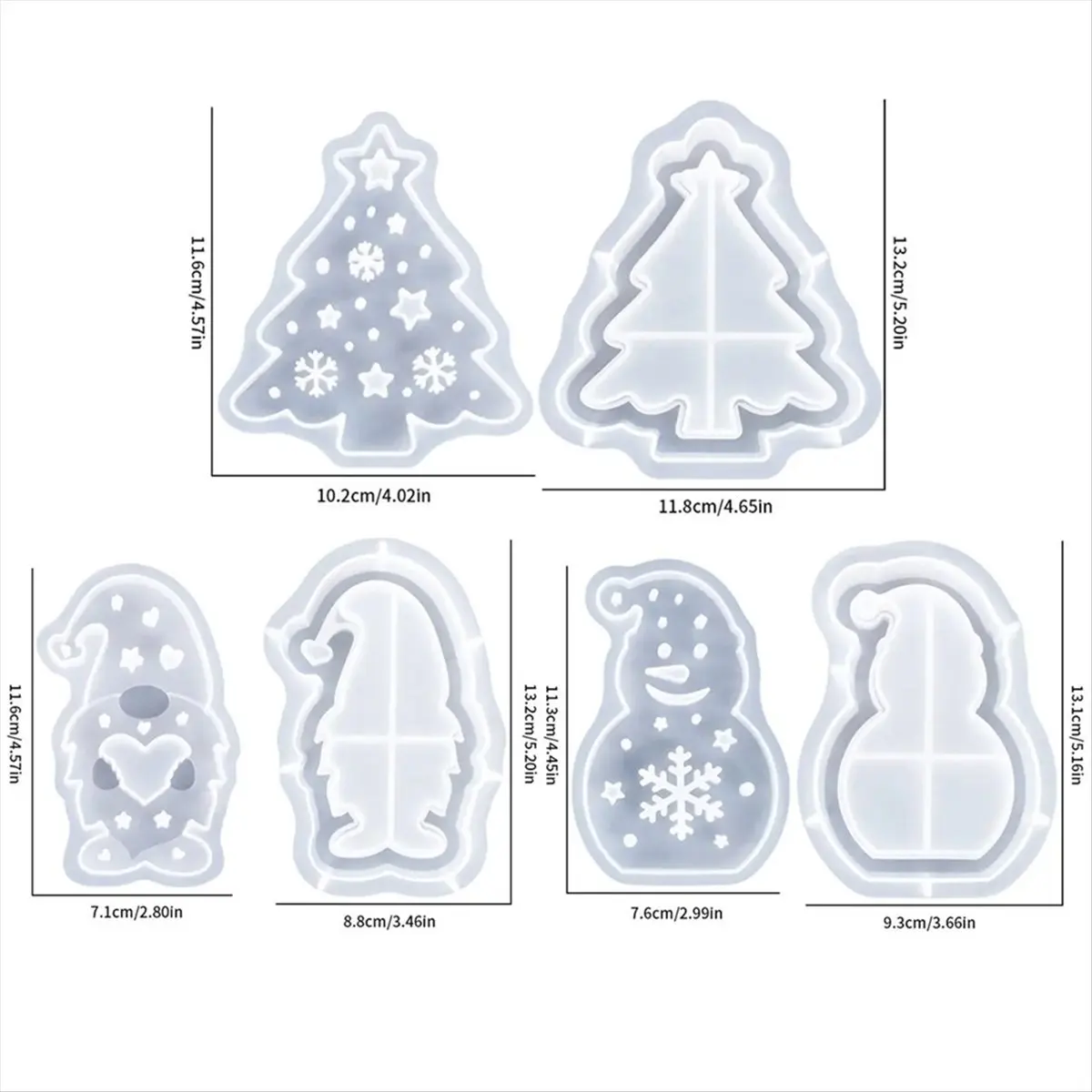 Holiday Silicone Molds 3D Plaster Ornament Molds Set Art Craft Mould for Home Room Wedding Party Decoration Table