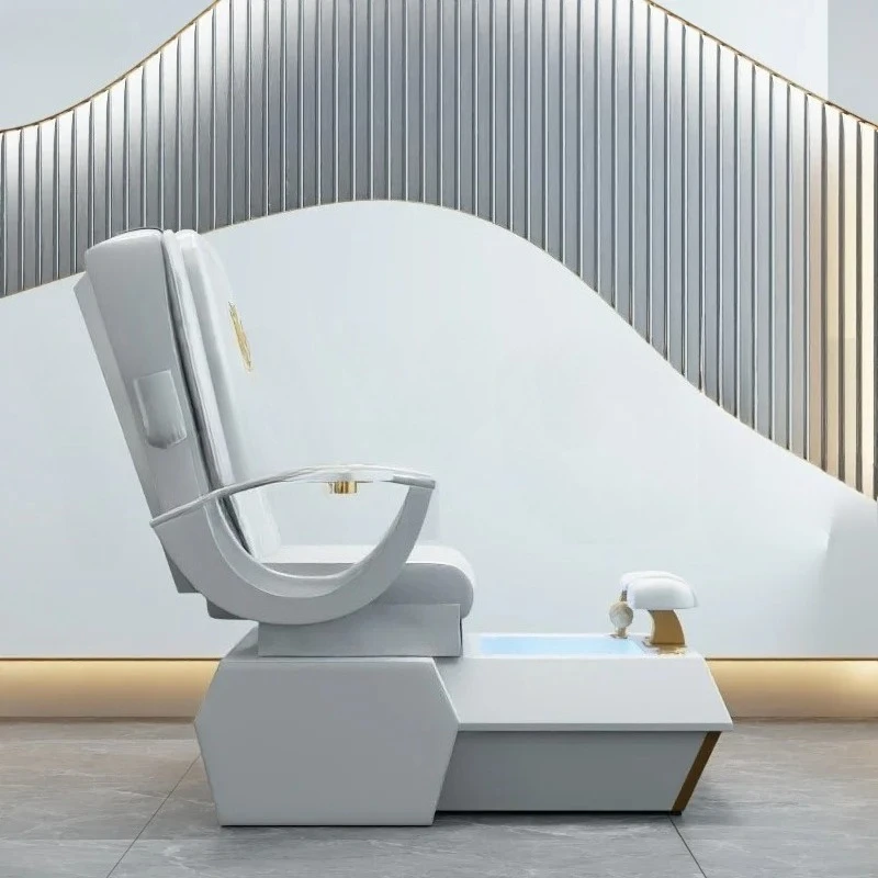 Pediküre-Stuhl, luxuriöse Massage-Fuß-Therapie aus weißem Leder, Spa-Massagestuhl, Pediküre-Rest für Schönheitsmöbel im Nagelstudio