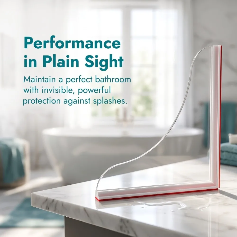 2Pcs Acrylic Shower Splash Guard Self-Adhesive Waterproof Water Barrier Strip Easy Install L-Shaped Baffle Plate Shower Area