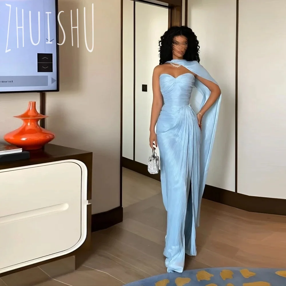 

ZHUISHU блестящее атласное вечернее платье русалки с рюшами и рюшами, платье для выпускного вечера, сексуальное плиссированное вечернее платье, платье для дня рождения по индивидуальному заказу